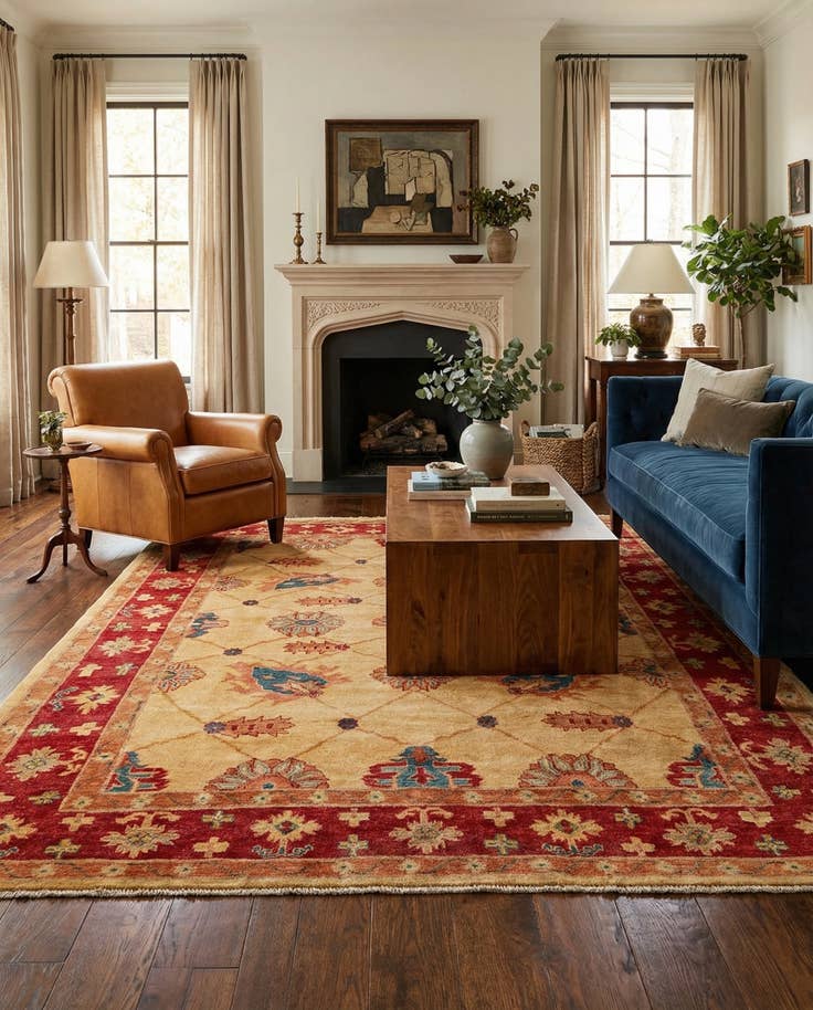 Detail image of 5' 6 x 7' 9 Hand Knotted Ziegler Wool Rug