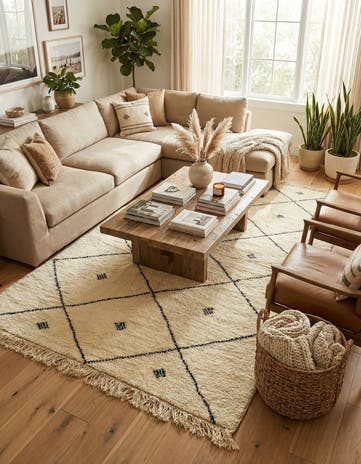 4' 10 x 8' 3 Hand Knotted Moroccan Wool Rug