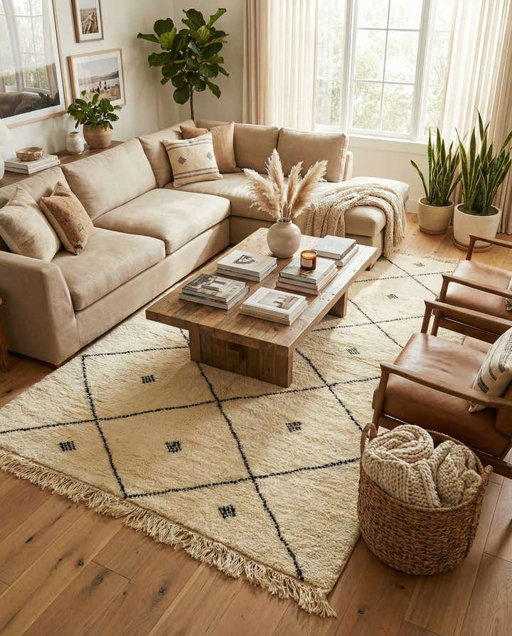 4' 10 x 8' 3 Hand Knotted Moroccan Wool Rug
