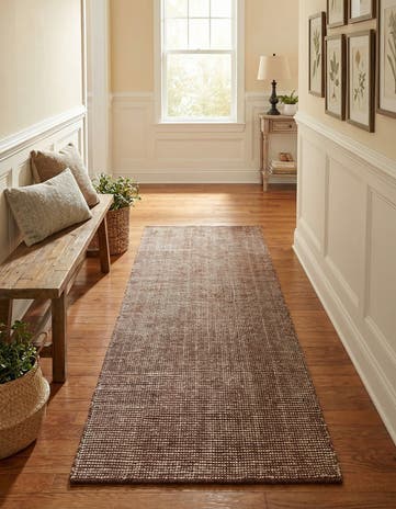 Mocha Brown Hand Woven Jill Zarin English Manor Wool Runner Rug