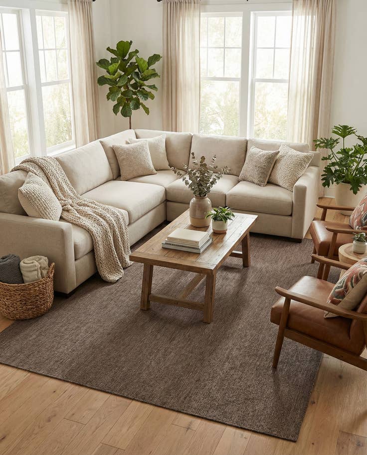 Detail image of 7' 10 x 11' Easy-Clean Solid Indoor / Outdoor Rug