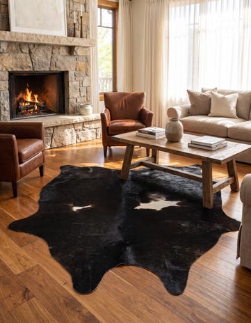 4' 3 x 4' 10 Cowhide Leather Rug