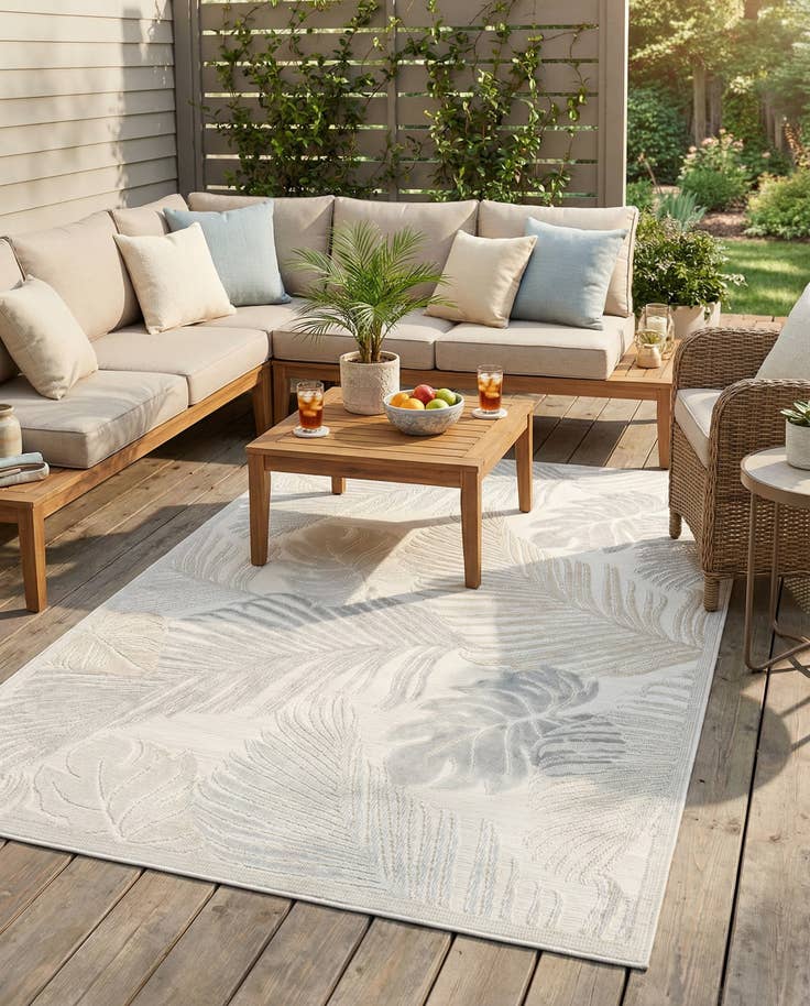 Detail image of 5' 2 x 8' Easy-Clean Botanical Indoor / Outdoor Rug
