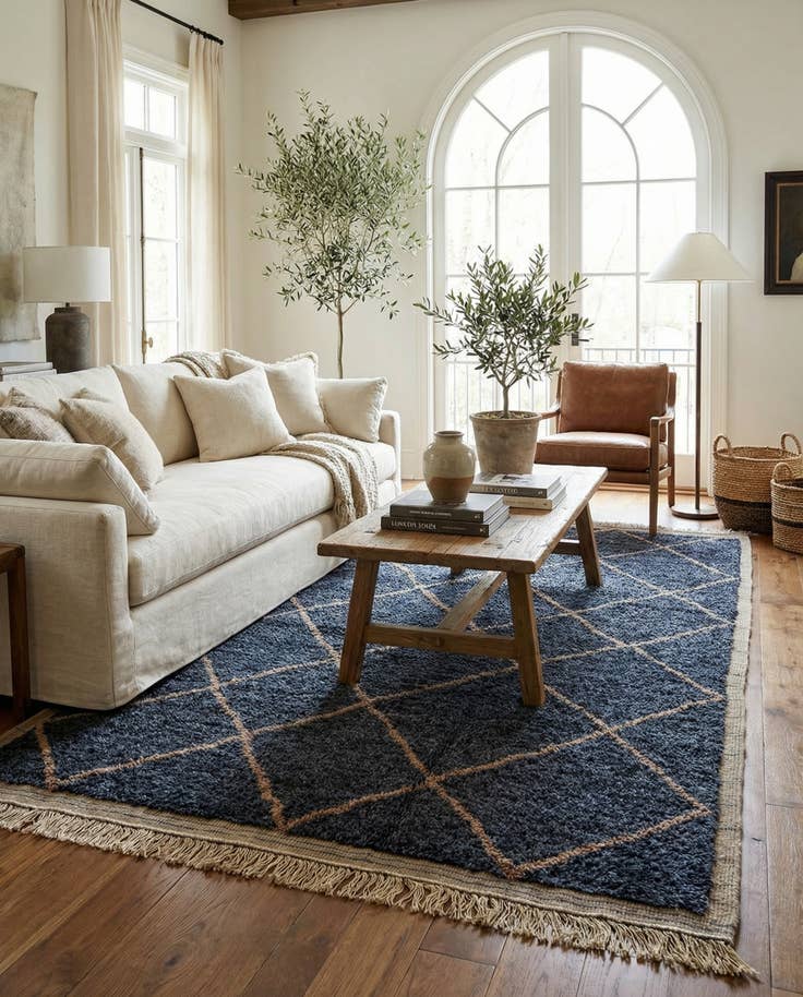 Detail image of 6' 2 x 9' 1 Hand Knotted Moroccan Wool Rug