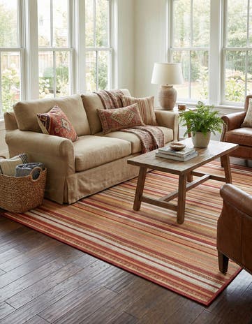 Burgundy Easy-Clean Baja Indoor / Outdoor Square Rug