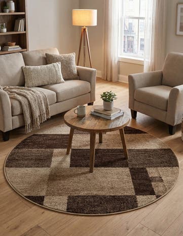 Light Brown Equinox Round Rug
