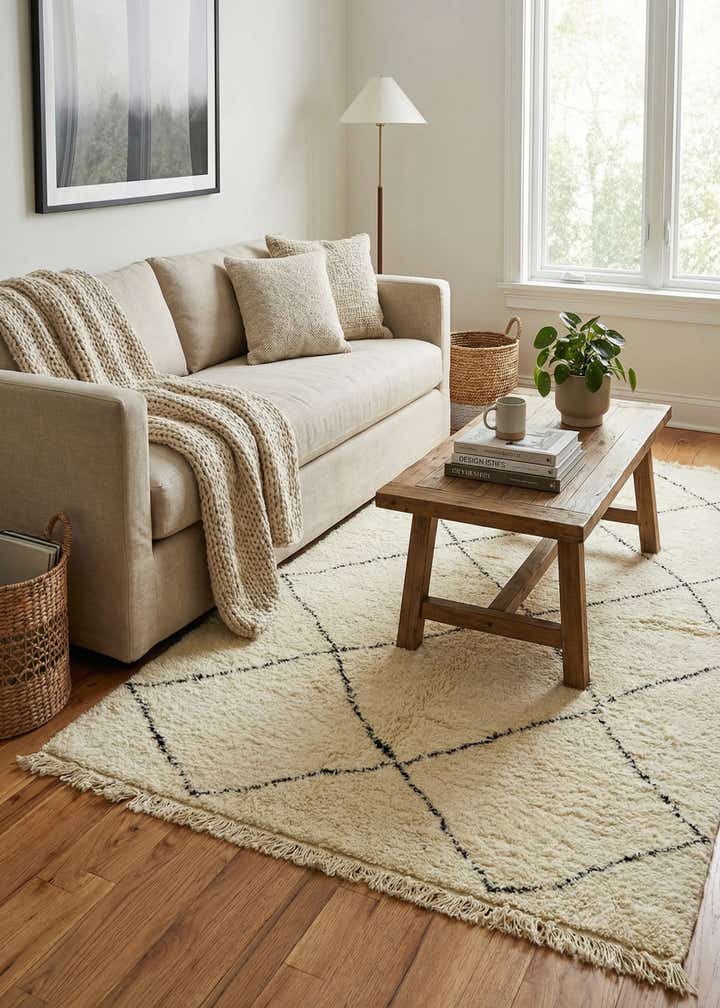 4' 10 x 7' 9 Hand Knotted Moroccan Wool Rug