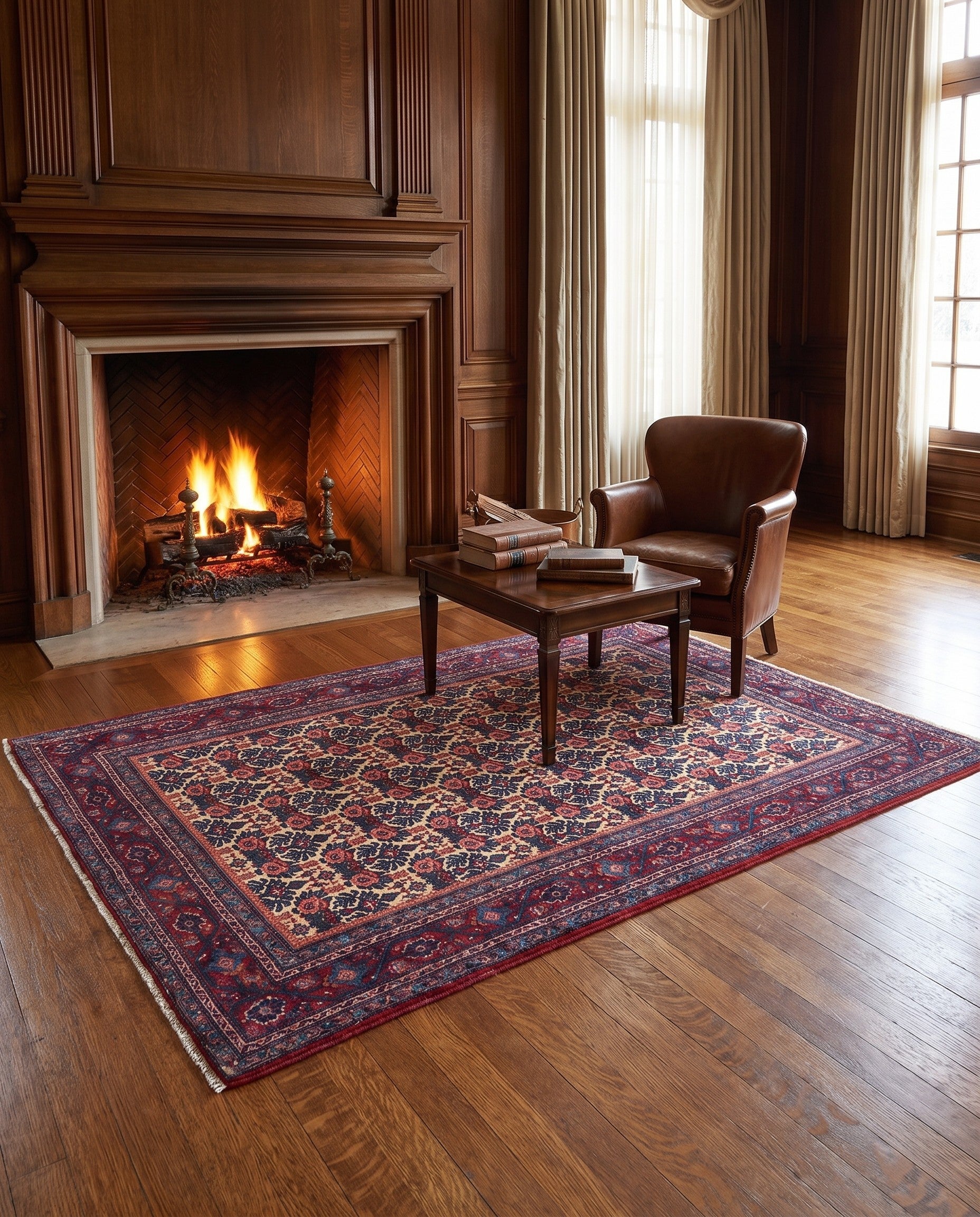 4' 3 x 6' 3 Hand Knotted Kermanshah Persian Rug