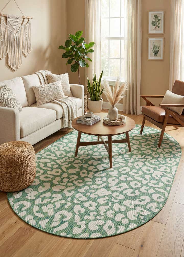 5' 3 x 8' Easy-Clean Safari Indoor / Outdoor Oval Rug