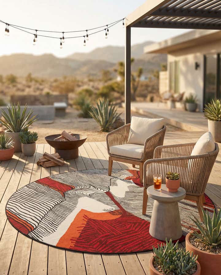 8' x 8' Easy-Clean Modern Indoor / Outdoor Round Rug