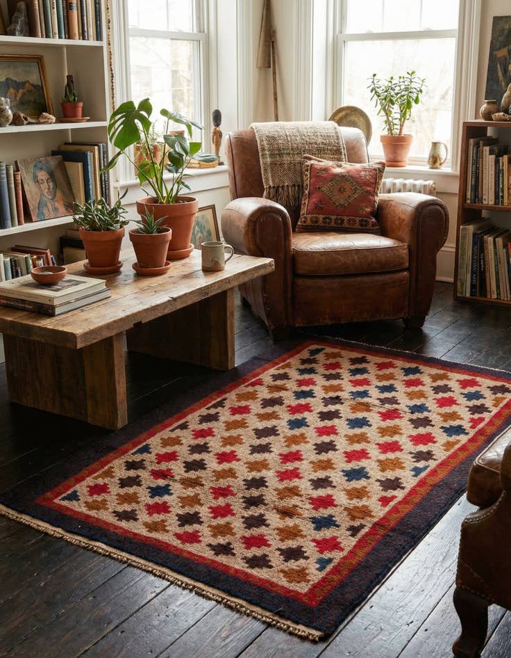 Detail image of  2' 10 x 4' 6  Hand Knotted Balouch Persian Wool Rug