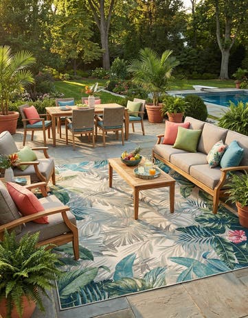 10' x 13' Easy-Clean Botanical Indoor / Outdoor Rug