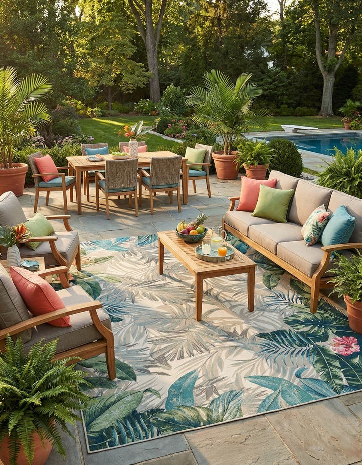 10' x 13' Easy-Clean Botanical Indoor / Outd...