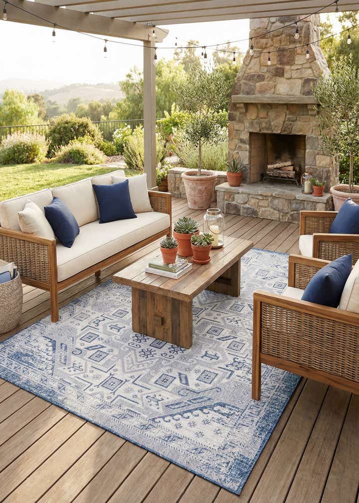 7' 10 x 11' Easy-Clean Aztec Indoor / Outdoor Rug