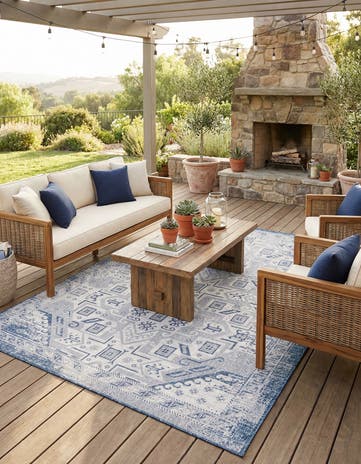 7' 10 x 11' Easy-Clean Aztec Indoor / Outdoor Rug