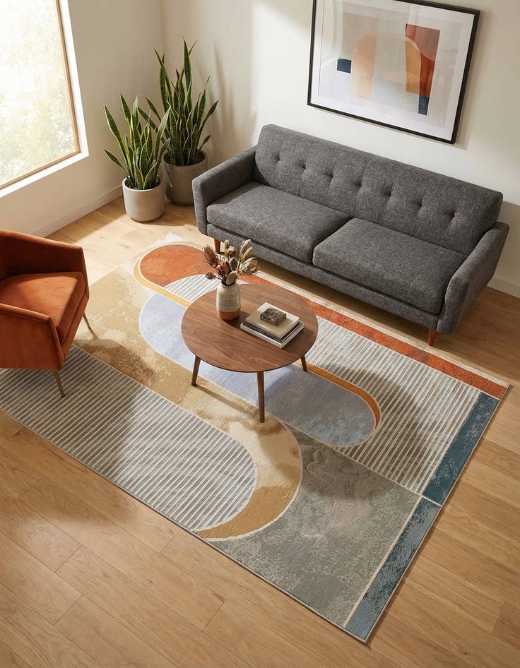 Detail image of 6' 1 x 9'  Washable Modern Indoor / Outdoor Rug