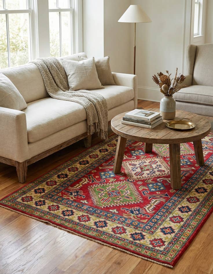 Detail image of  4' 1 x 6' 1  Hand Knotted Kazak Rug