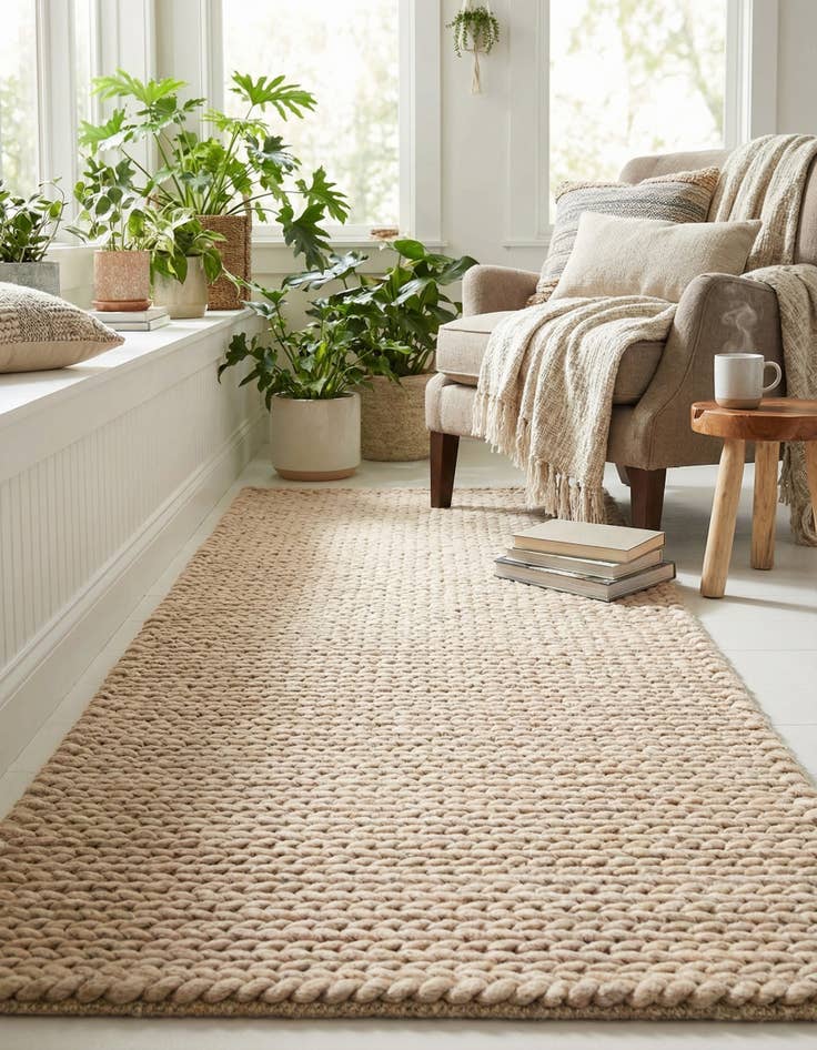 Detail image of 2' x 6' 7  Hand Woven Lana New Zealand Wool Runner Rug