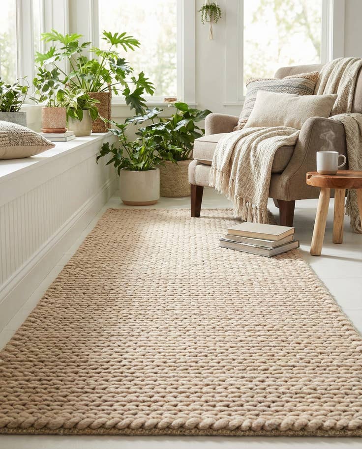 Detail image of 2' x 6' 7 Hand Woven Lana New Zealand Wool Runner Rug