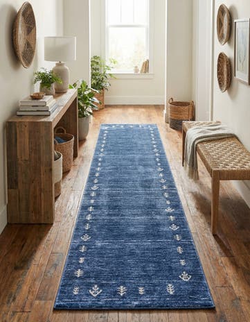 Navy Blue Gabbeh Runner Rug