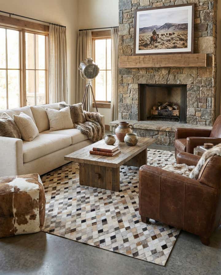 5' 8 x 7' 9 Cowhide Stocks Rug