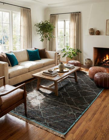 6' 1 x 9' 5 Hand Knotted Moroccan Wool Rug