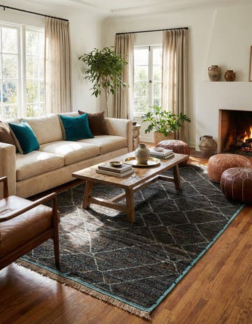 6' 1 x 9' 5 Hand Knotted Moroccan Wool Rug