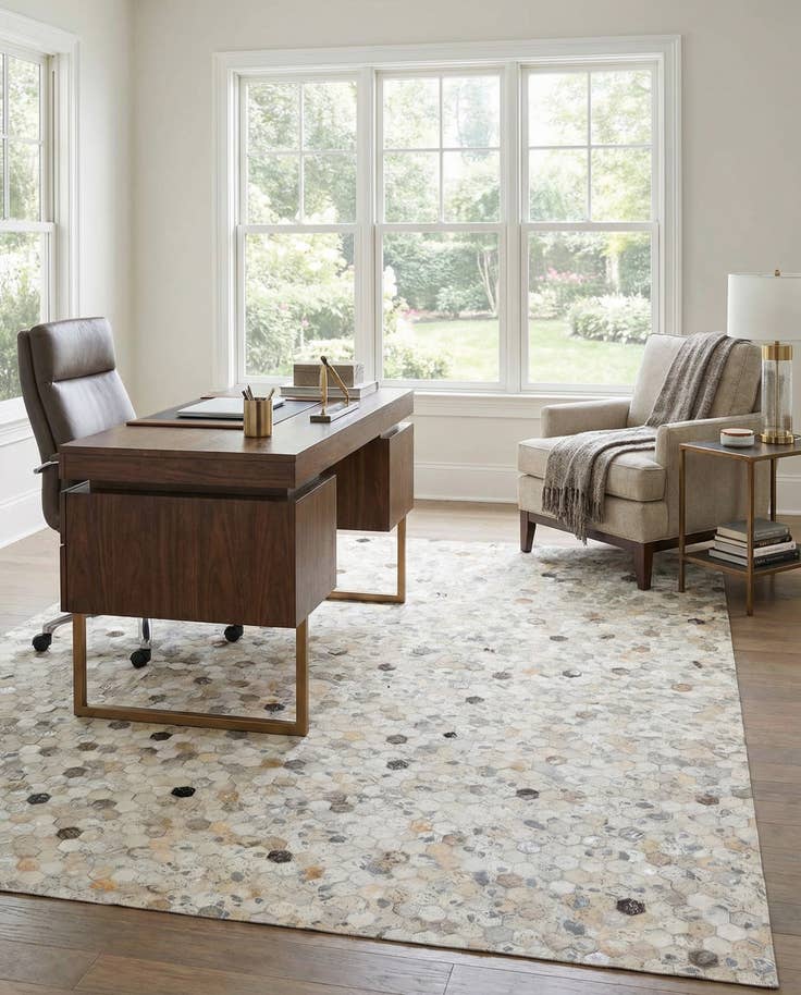 Detail image of 5' 1 x 8' 1 Cowhide Stocks Rug