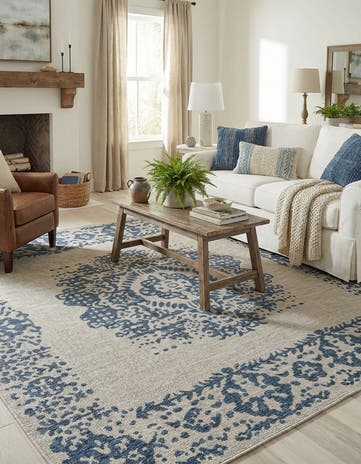 10' x 10' Easy-Clean Traditional Indoor / Outdoor Square Rug