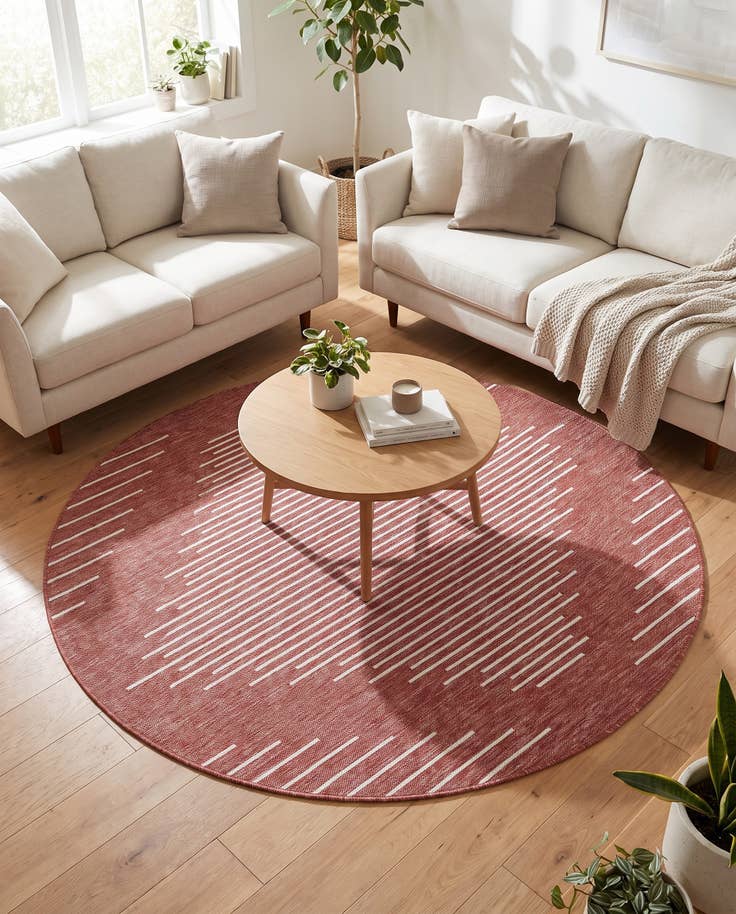 Detail image of 6' x 6' Easy-Clean Modern Indoor / Outdoor Round Rug