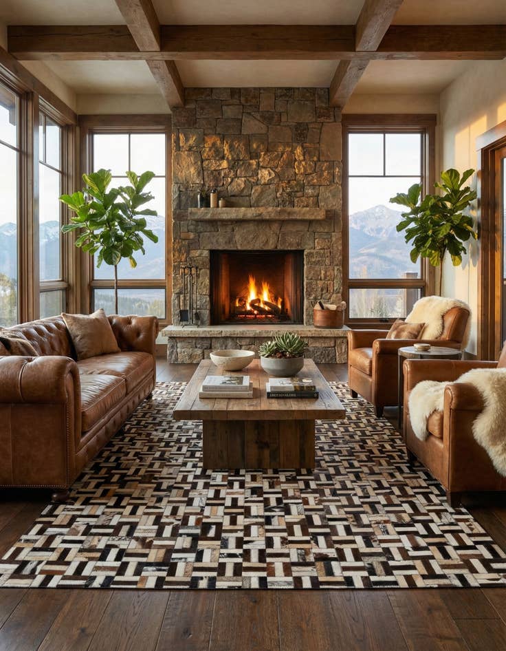 Detail image of 5' 3 x 8' 1 Cowhide - Patchwork Rug