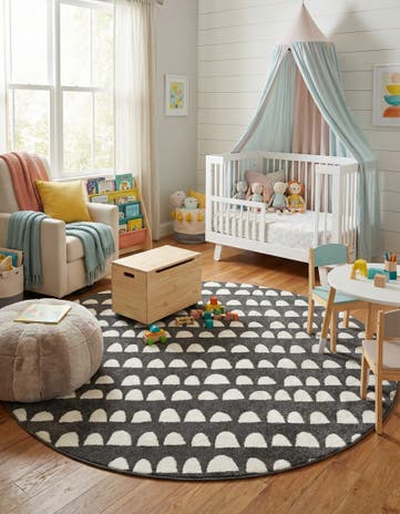 Dark Gray Whimsy Kids Round Rug