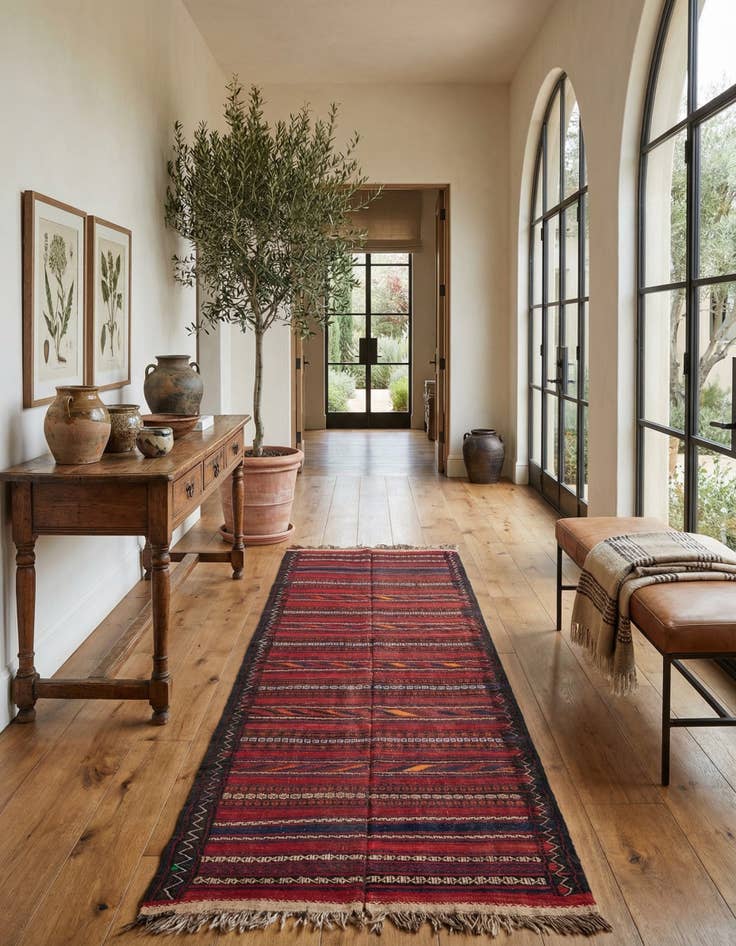 Detail image of 4' 7 x 10' 3  Hand Woven Kilim Fars Wool Runner Rug