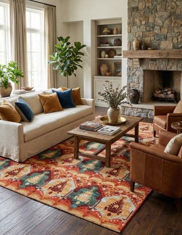 6' 10 x 9' 8 Hand Knotted Ikat Oriental Rug