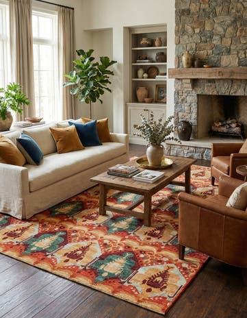 6' 10 x 9' 8 Hand Knotted Ikat Oriental Rug