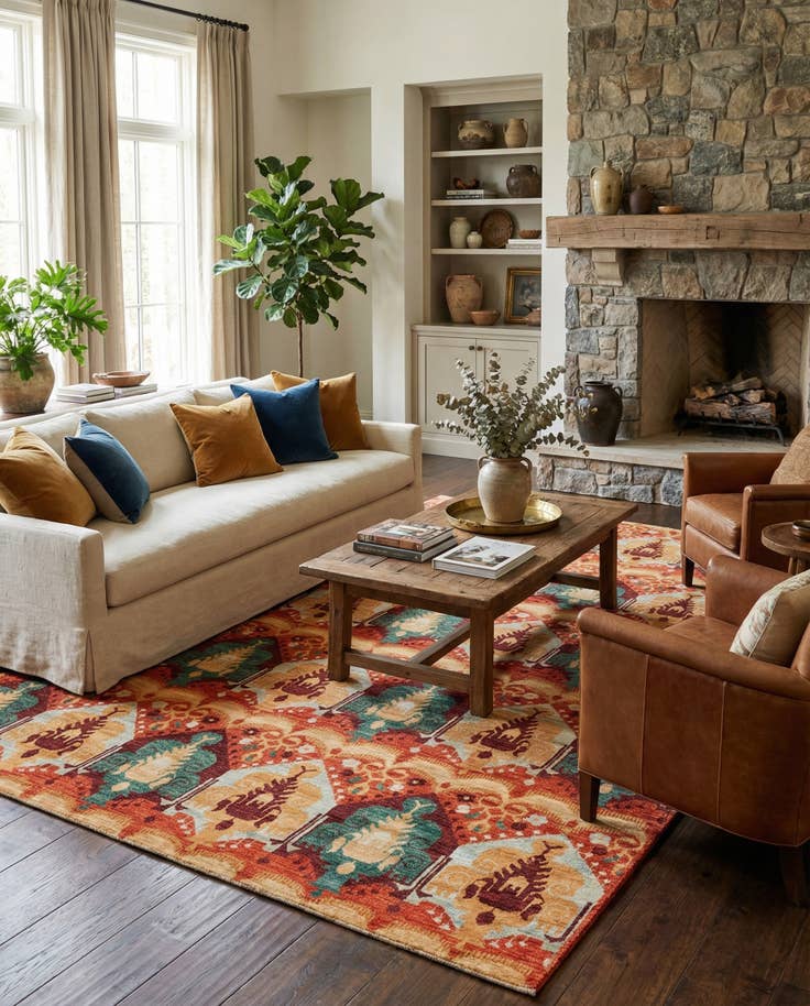 Detail image of 6' 10 x 9' 8 Hand Knotted Ikat Oriental Rug