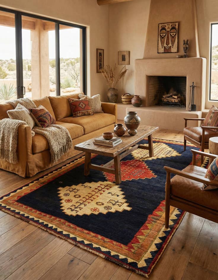 Detail image of 4' 8 x 7' 10 Gabbeh Wool Rug