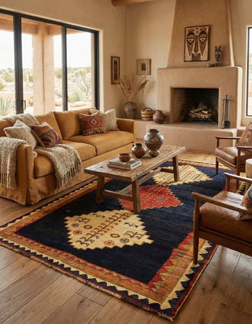 4' 8 x 7' 10 Gabbeh Wool Rug