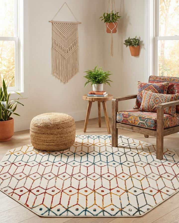 5' 3 x 5' 3 Lattice Trellis Octagon Rug