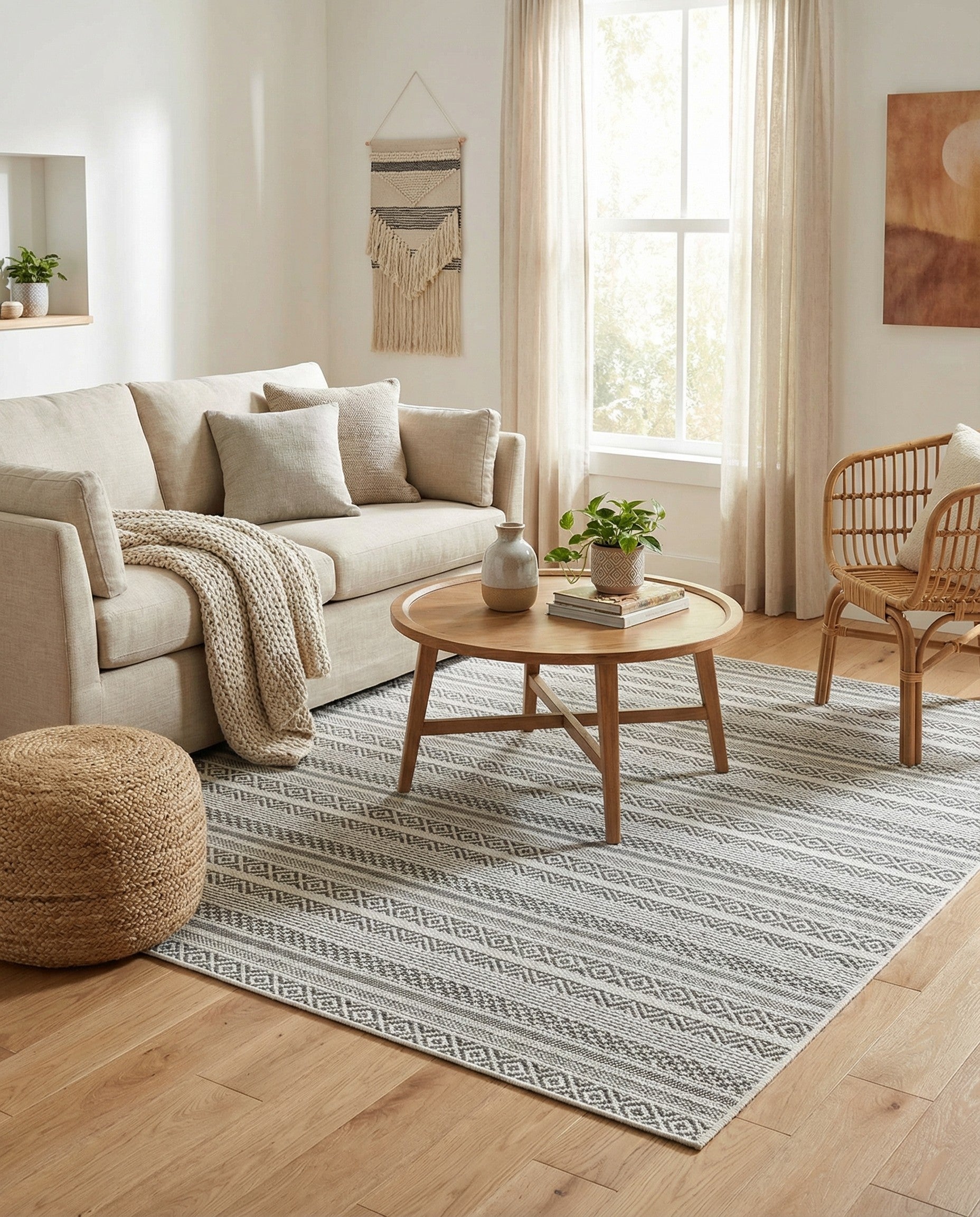  5' 3 x 5' 3  Washable Ribbon Indoor / Outdoor Square Rug