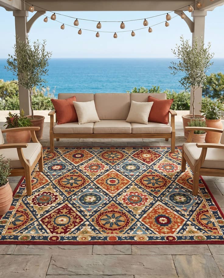 Detail image of 7' 10 x 7' 10 Easy-Clean Modern Indoor / Outdoor Square Rug