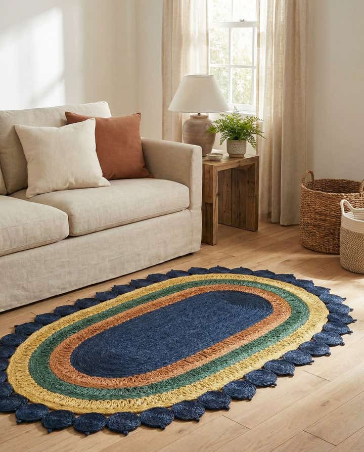 5' 1 x 8' Handmade Braided Jute Oval Rug