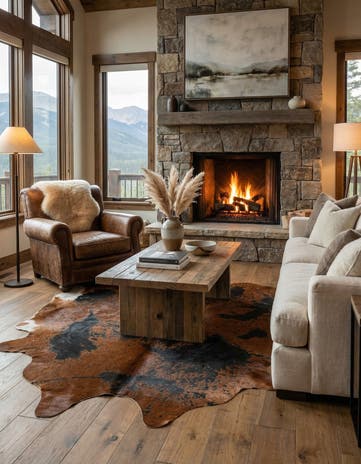 7' 1 x 7' 5 Cowhide Leather Square Rug