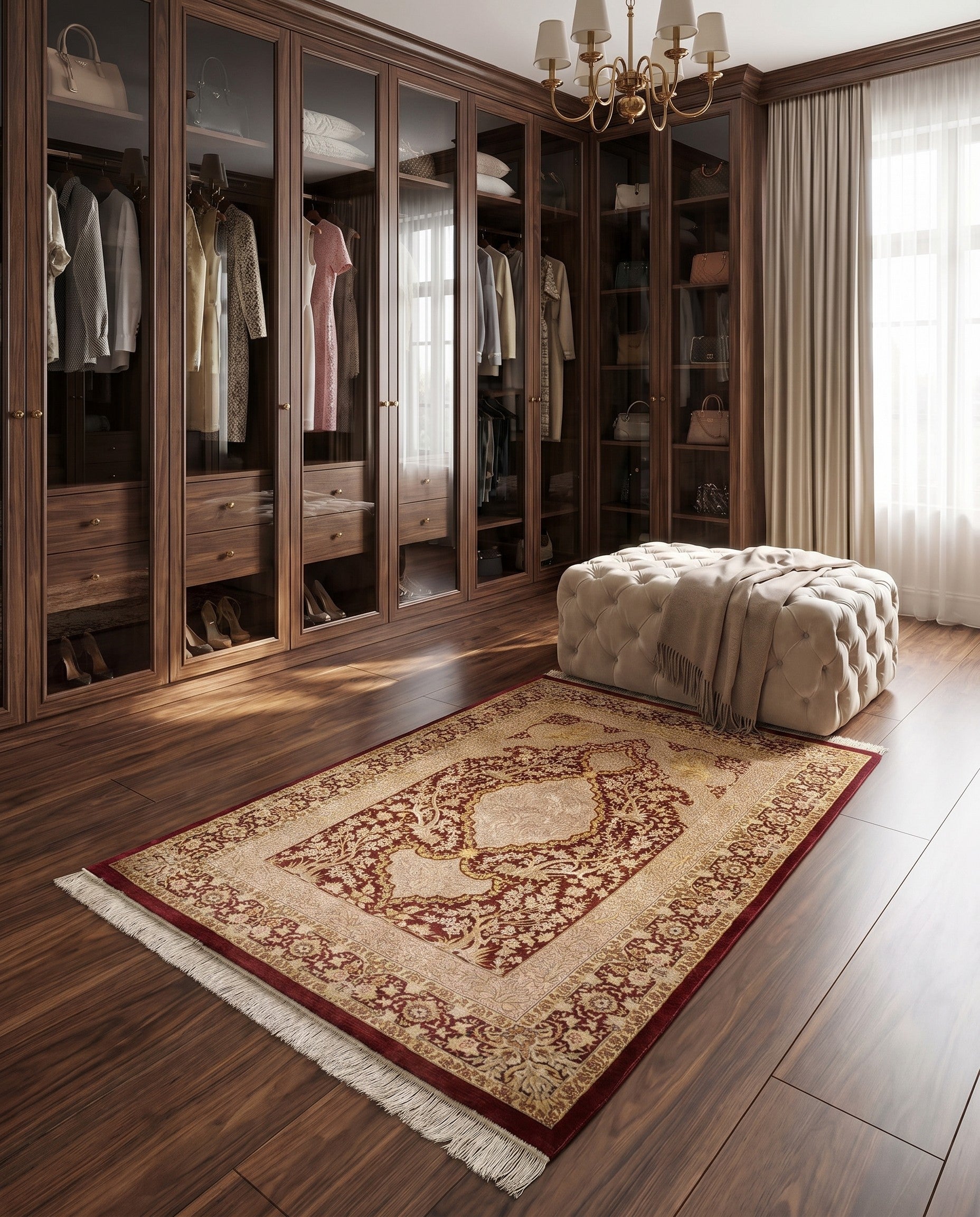 3' 6 x 4' 11 Ghom Silk Rug