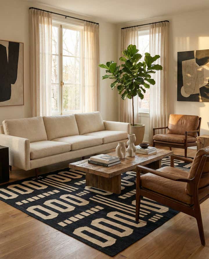 6' 6 x 9' 8 Hand Woven Kilim Modern Wool Rug