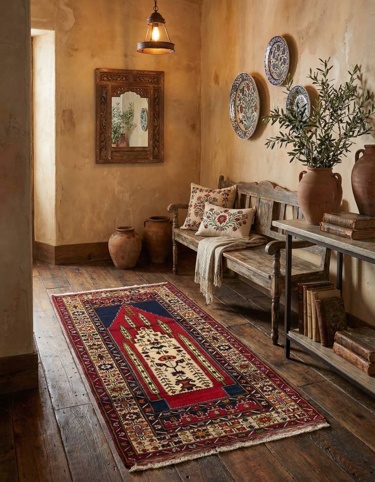 Detail image of 3' 5 x 6' 11 Hand Knotted Anatolian Oriental Wool Runner Rug