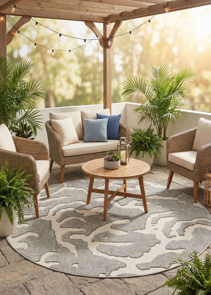 7' 10 x 7' 10 Easy-Clean Sabrina Soto Indoor / Outdoor Round Rug