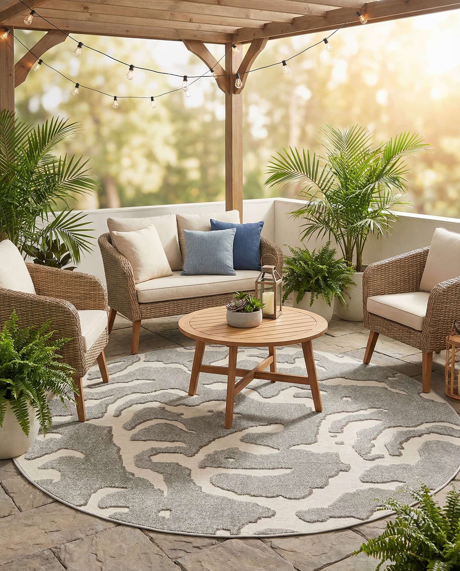7' 10 x 7' 10 Easy-Clean Sabrina Soto Indoor / Outdoor Round Rug
