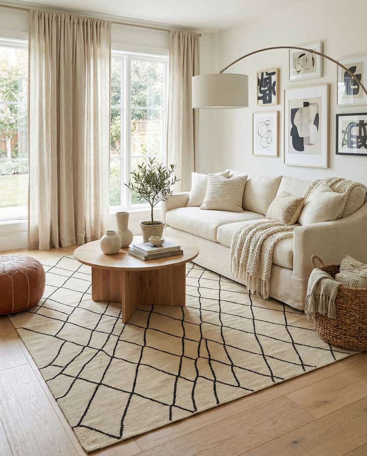 6' 3 x 7' 9 Hand Woven Kilim Modern Wool Rug