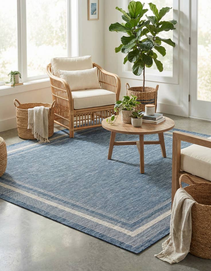 Detail image of  10' x 10'  Washable Border Indoor / Outdoor Square Rug